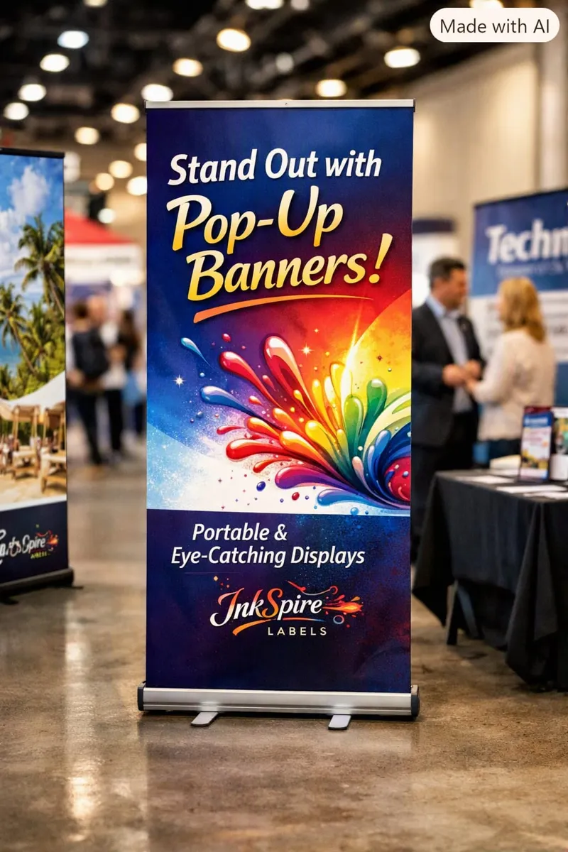 Pull-up banner display at an exhibition